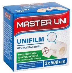 Лейкопластырь Master Uni Юнифилм на полимерной основе р. 3смx500см 1 шт.
