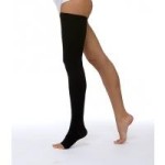 Чулок компрессионный кругловязаный, р. 1 ЧККВ ЦК до бедра 1 класс компрессии с открытым мыском черный